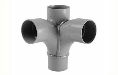 PVC DUBBEL HOEK STROOM T-STUK 110mm x 87,5gr - 3xLV / SPIE