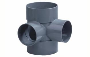 PVC DUBBEL T-STUK 110x75x75mm 90gr 4xLV H=170mm (LAAG)