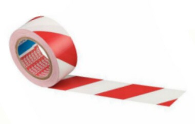 VLOER MARKERING TAPE 50mm x 33 meter ROOD/WIT (18)