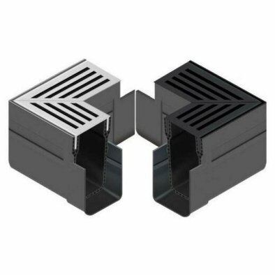 ACO SLIMLINE HOEKSTUK MET ZWART ALUMINIUM DESIGNROOSTER