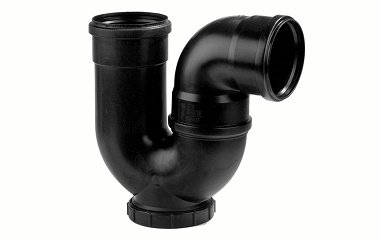 PP SIFON 110mm 2xMV + ONTSTOPPINGSKAP ZWART